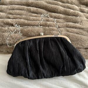 Neiman Marcus Cloth crossbody evening bag with silver chain. Never used